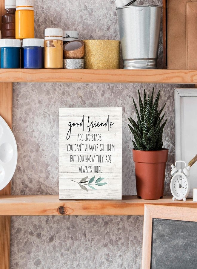 SRADMO Good Friends Are Like Stars Wood Box Sign Desk Decor, Inspirational Long Distance Friendship Wooden Block Box Sign Decoration For Home Bedroom Girls Room Office Shelf Table Decor - Image 5